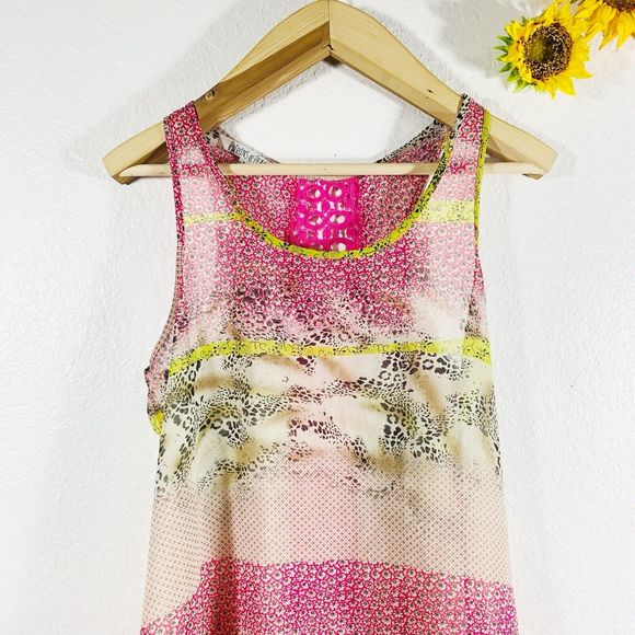 Patreons Of Peace Floral Animal Print Multi-pattern Sleeveless Blouse Size Med - Picture 2 of 7